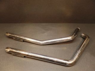 Vintage Harley Davidson Chrome Exhaust Pipes (a)