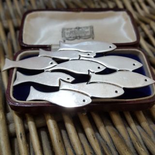 Vintage Laton Sterling Silver Brooch,  School Of Fish,  Taxco Mexico,  22 Gr,  Large