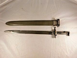 Vintage Wwii 1942 U.  F.  H.  United States M1 Garand Bayonet & Scabbard 16 " Blade