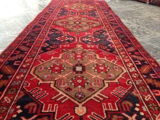Authentic Handknotted Vintage Karabagh Caucasian Runner Rug Size:9.  10x3.  6ft 217a