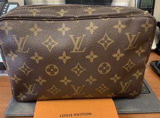Louis Vuitton Vintage Trousse 23 Monogram Canvas Travel Toiletry Makeup Bag Auth