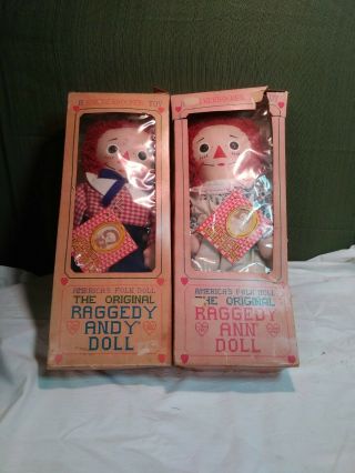 The Vintage Raggedy Ann And Andy Dolls By Knickerbocker & Boxes 1971