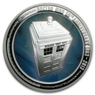 Niue - 2013 - 1 Oz Silver Proof Coin - Tardis Doctor Who 50th Anniversary Rare