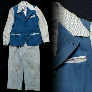 Vintage 1940s Blue Two Tone Hollywood Suit