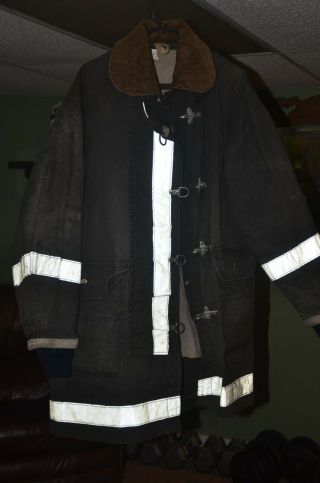 Firefighter Apparel Turnout Bunker Coat 48x34 Vintage Black Costume Jacket Gear