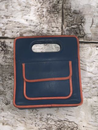Vintage 70s Coach Bonnie Cashin Cut Out Handle Handbag Blue Red - Rare