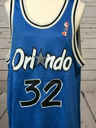 Orlando Magic Shaq Shaquille O’neal 32 Champion Nba Jersey Blue Vintage Size 48