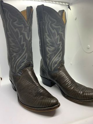 Vintage Justin 8327 Lizard Usa Leather Western Rockabilly Cowboy Boots Mens 11 D