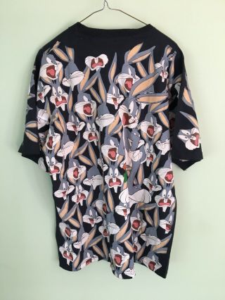 Vtg 90s Bugs Bunny All Over Print Tee Shirt looney tunes space jam jordan jersey 2