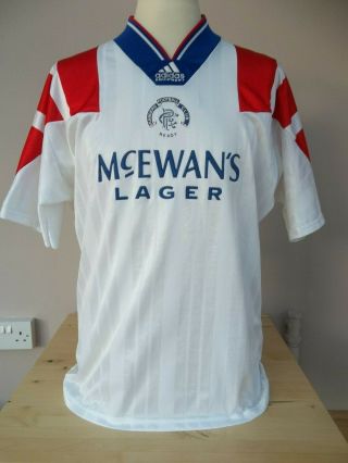 Vintage Adidas Glasgow Rangers Away Shirt 1992 Mens 38/40 "