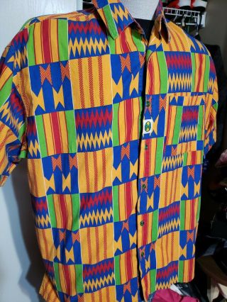 Vintage Cross Colours African Tribes Design 90 Button Shirt Men Size 3.