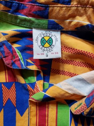 Vintage Cross Colours African Tribes Design 90 Button shirt Men Size 3. 2