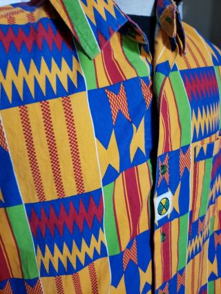 Vintage Cross Colours African Tribes Design 90 Button shirt Men Size 3. 3