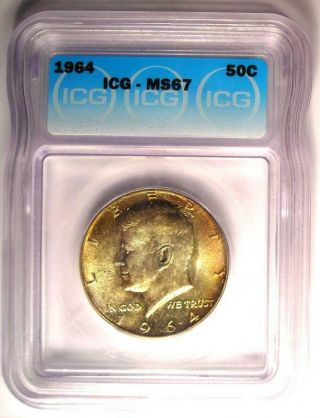 1964 Kennedy Half Dollar (50C Coin) - ICG MS67 - Rare in MS67 - $910 Value 2