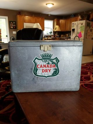 Vintage Canada Dry Metal Portable Cooler White Soda Advertisment Cronstroms