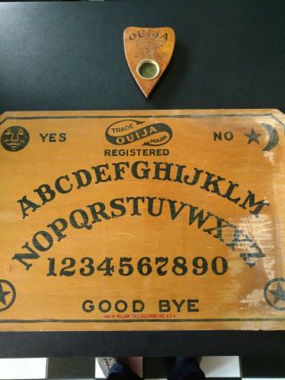 Vintage Ouija Board Wooden William Fuld With Planchette