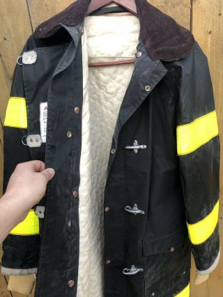 Boston Fire Department Rare Rubber 3/4 Turnout Bunker Coat Jacket 3