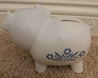 VINTAGE CORNING WARE BLUE CORNFLOWER PIG PIGGY BANK STAMPED ENGLAND MINTY 4