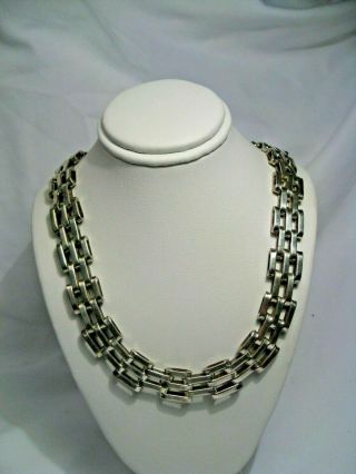 Vintage Taxco Heavy Sterling Silver Choker Chain Necklace 17 ",  13mm.  Signed.  74g