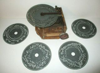 Antique Diana No 1306 Disc Music Box W 6 1/2 " Metal Discs Repair - Vtg