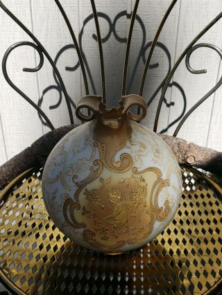 1800s Mount Washington Crown Milano Gold Gilded Globular Vase w/ Angel Cherubs 7