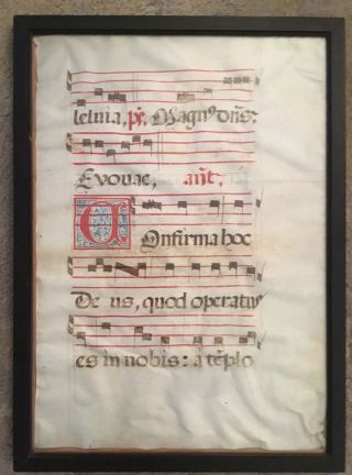 Scarce 15th Century? Antiphonal Music Manuscript On Vellum