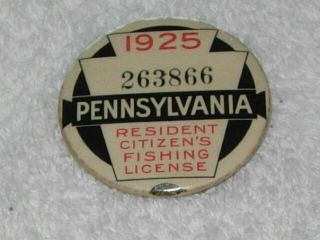 Pa Pennsylvania Fishing License 1925