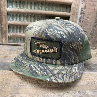 Vintage Dekalb Seed Camo Snapback Trucker Hat Cap Patch K Products Made In Usa