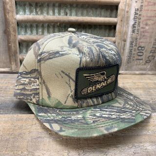 Vintage DEKALB SEED Camo SnapBack Trucker Hat Cap Patch K Products Made In USA 2