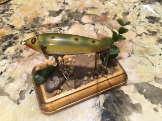 Vintage Heddon 210 Surface Minnow Frog Spot Glass Eyes Fishing Lure Bass Bait