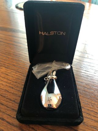 Vintage Iconic Elsa Peretti For Halston Perfume Silver Necklace Very Rare