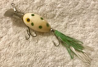 Fishing Lure Fred Arbogast 1/4oz Arbo Gaster Rare White W Green Spots Ships