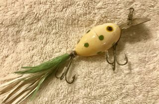 Fishing Lure Fred Arbogast 1/4oz Arbo Gaster Rare White w Green Spots SHIPS 2