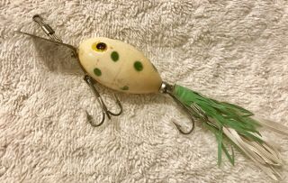 Fishing Lure Fred Arbogast 1/4oz Arbo Gaster Rare White w Green Spots SHIPS 3