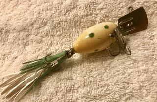 Fishing Lure Fred Arbogast 1/4oz Arbo Gaster Rare White w Green Spots SHIPS 4