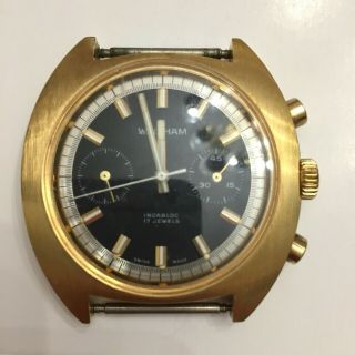 Mens Vintage Waltham Chronograph Valjoux 7733 Swiss Made 17 Jewels Wristwatch