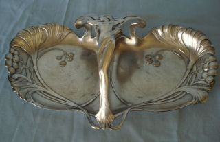 Art Nouveau WMF Maiden Double Fruit or Sweet Tray Dish 2