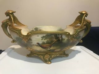 Antique Royal Worcester Hadley’s Porcelain centerpiece large bowl vase A.  Shuck 11