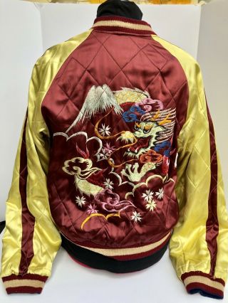 Vintage Sukajan Eagle Tiger Dragon Japan Souvenir Jacket Rayon Reversible Wwii