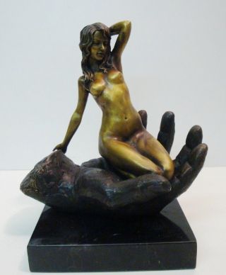 Statue Sculpture Pin - Up Naked Art Deco Style Art Nouveau Style Solid Bronze Sign