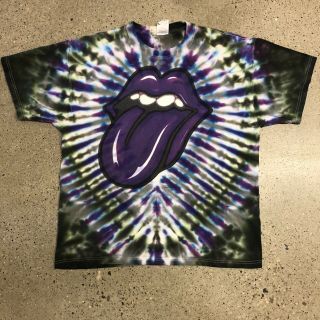 Vtg 1997 The Rolling Stones Tie Dye Double Sided Shirt Sz Xl Euc Rare