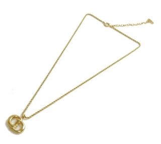 Authentic Christian Dior Necklace Logo Vintage Gold Metallic 3629