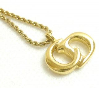 Authentic Christian Dior Necklace logo vintage Gold Metallic 3629 4