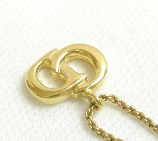 Authentic Christian Dior Necklace logo vintage Gold Metallic 3629 5