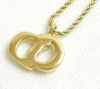 Authentic Christian Dior Necklace logo vintage Gold Metallic 3629 6