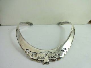 Vintage Sterling Silver Taxco Mexico Love Bird Choker Necklace 12.  5 " 67.  4g