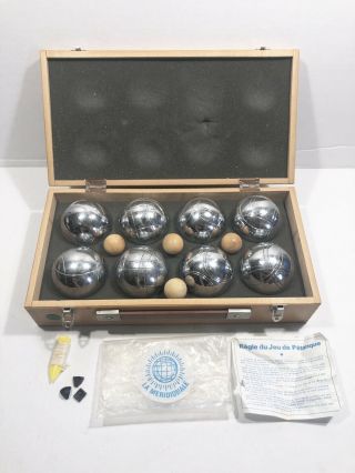 Vintage La Meridionale Boule Set Of 8 Pentanque Balls W/ 4 Cochonnet (markers)