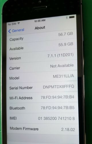 Apple iPhone 5s - 64GB - Space Gray  A1533 (GSM) RARE IOS 7.  1.  1 - 2