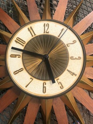 Vtg Mid Century Modern Eames Era Welby Starburst Wall Clock by Elgin German 2