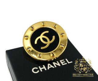 Auth Chanel Coco Mark Circle Vintage Earring Single Big Size From Japan